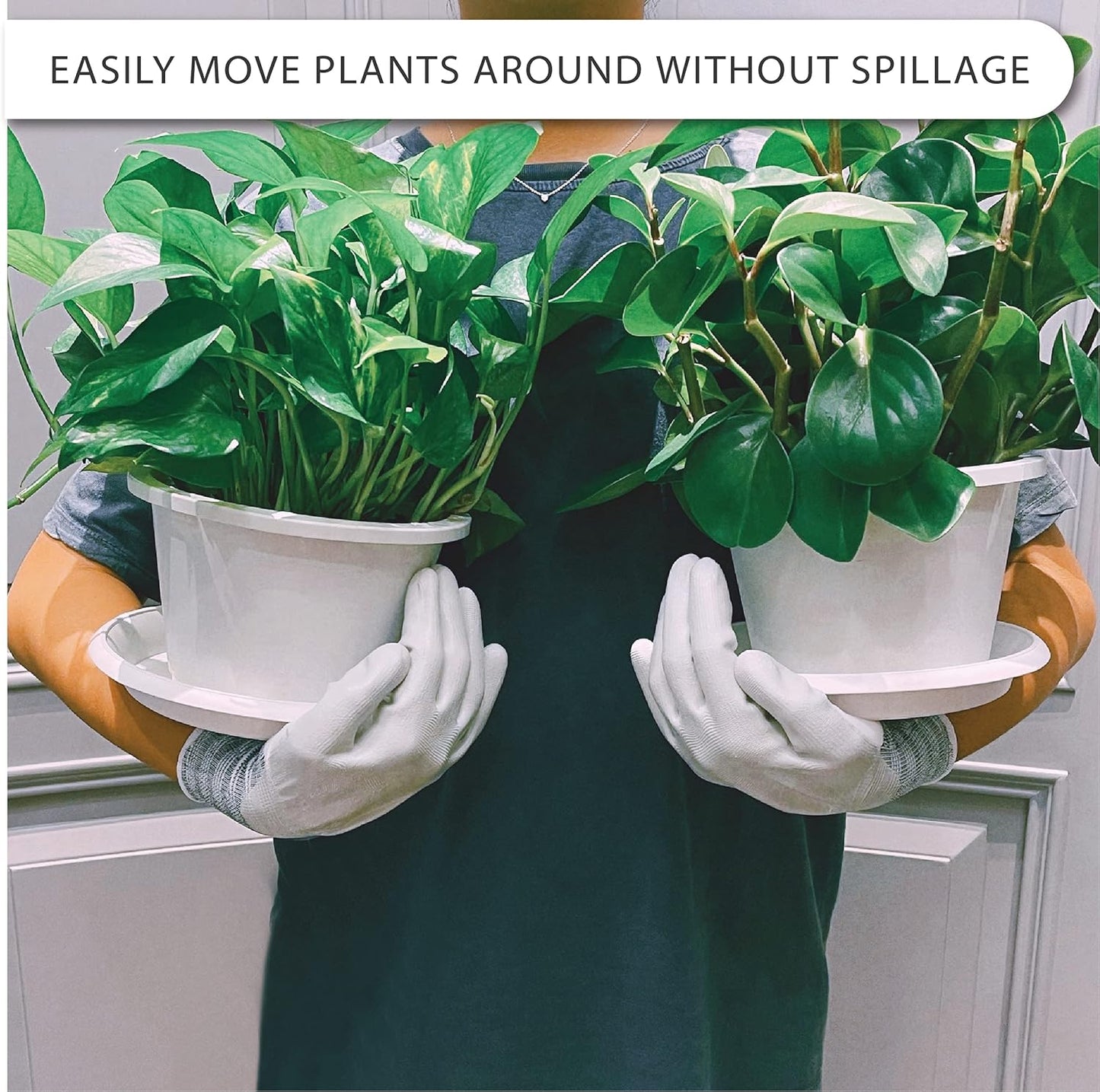 Plant Saucer 6 Pack Drip Trays Planter Pot Base Heavy Duty Plastic Drainage Tray for Indoor Houseplants Outdoor Garden 5 inch 8 inch 11 inch 3 Sizes 2 Each Round (White)