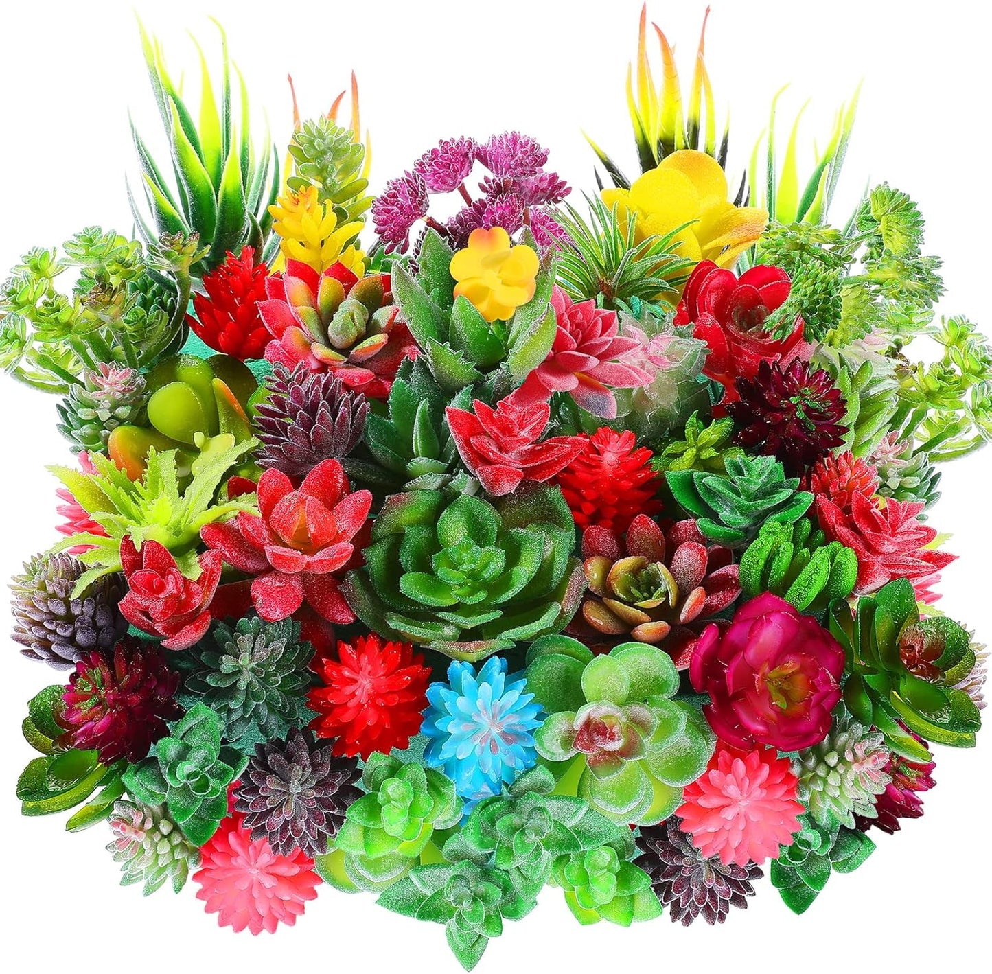 WILLBOND 50 Pcs Bulk Mini Artificial Succulents Plants Assorted Unpotted Realistic Plants Fake Textured Succulent Picks Realistic Plastic Cactus Stems for Succulent Garden Home Decor (Normal Style)