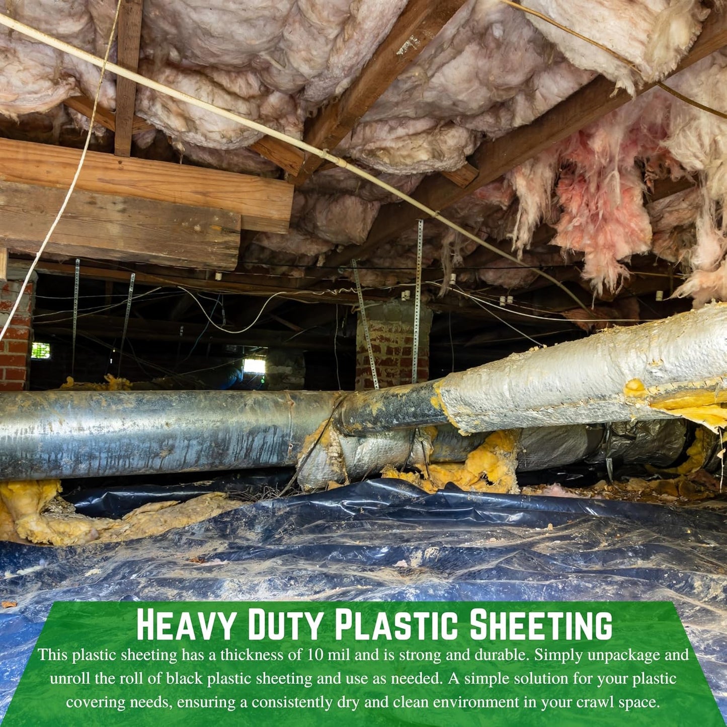 Farm Plastic Supply - Crawl Space Vapor Barrier - 10 Mil - Black Vapor Barrier, Thick Plastic Sheeting, Heavy Duty Polyethylene Film, Drop Cloth Covering for Crawlspace, Basement (5' x 100')