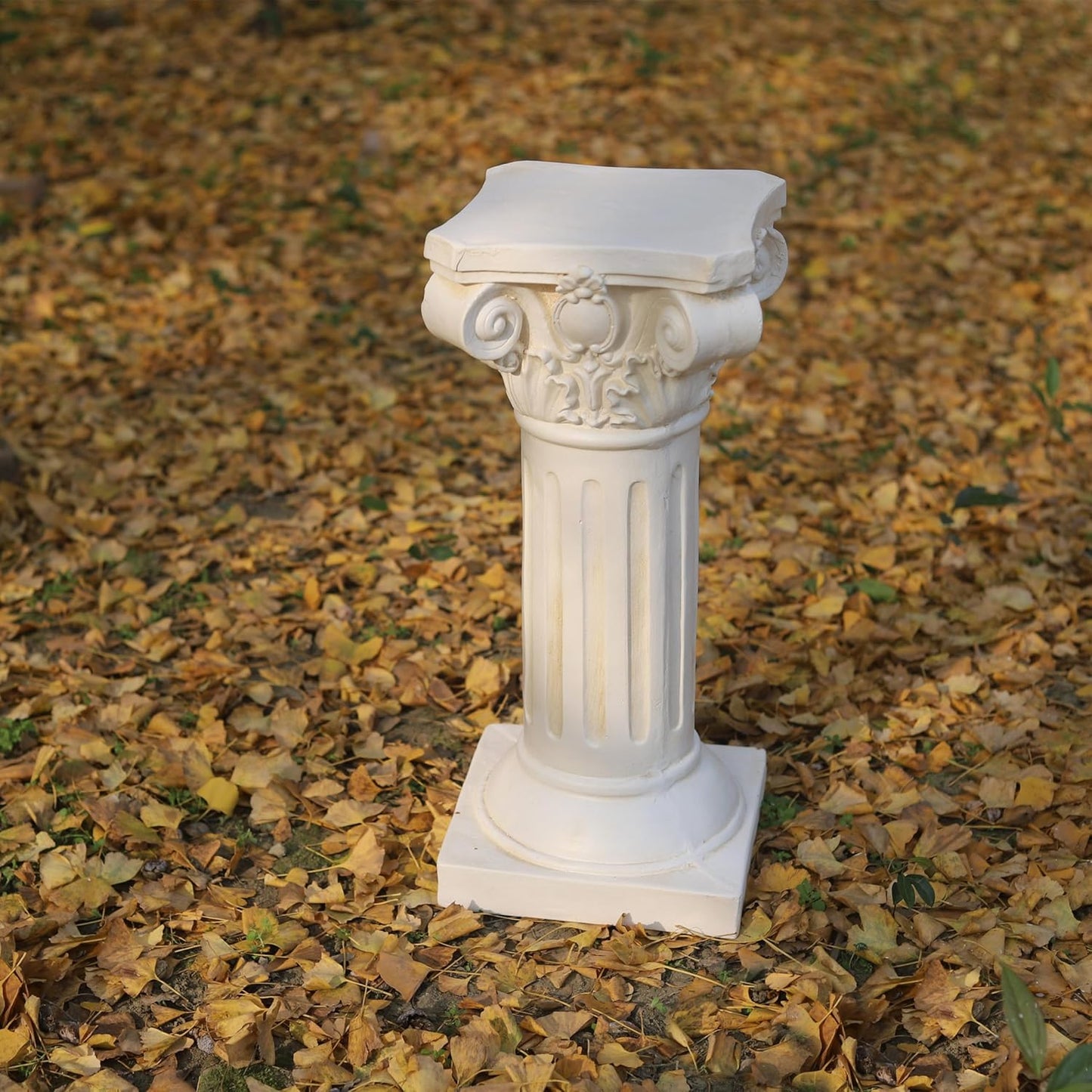 Classical Greek Ionic Order Column with Retro Old Style for Indoor Outdoor Garden Decor or Display Pedestal Pillar Stand for Plants and Sculptures,White
