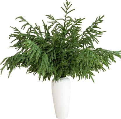 10 Pcs 36 Inch Artificial Norfolk Pine Stems Faux Christmas Greenery Evergreen Pine Branches Realistic Fake Cedar Pine Picks Winter Greens for Vases DIY Garland Wreath Home Holiday Decor