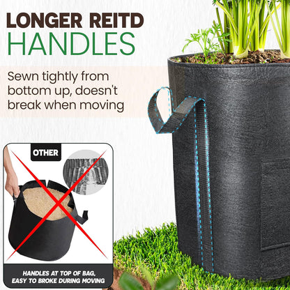 [Upgraded] 2 Pcs 20-Gallon Potato Grow Bags with Unique Harvest Window, Visible Window, Garden Planting Bag with Reinforced Handle, Nonwoven Fabric Pots for Tomato, Potato Growing Container - Black