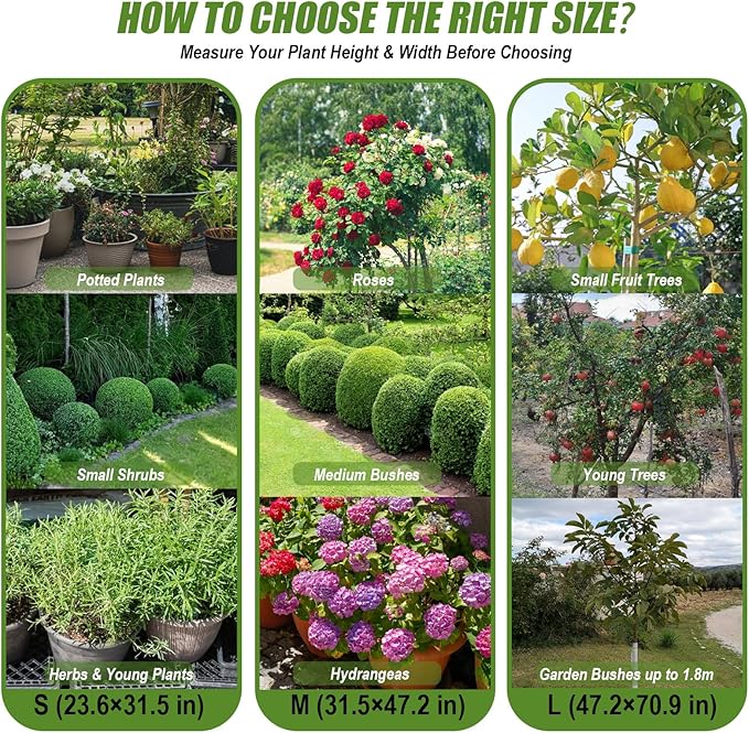 5Pcs Plant Frost Protection Covers 47.2x70.9 Inches – Reusable Breathable Freeze Blankets with Drawstring, Waterproof Non-Woven Fabric Frost Cloth for Winter Plant, Shrub, Tree, and Garden Protection