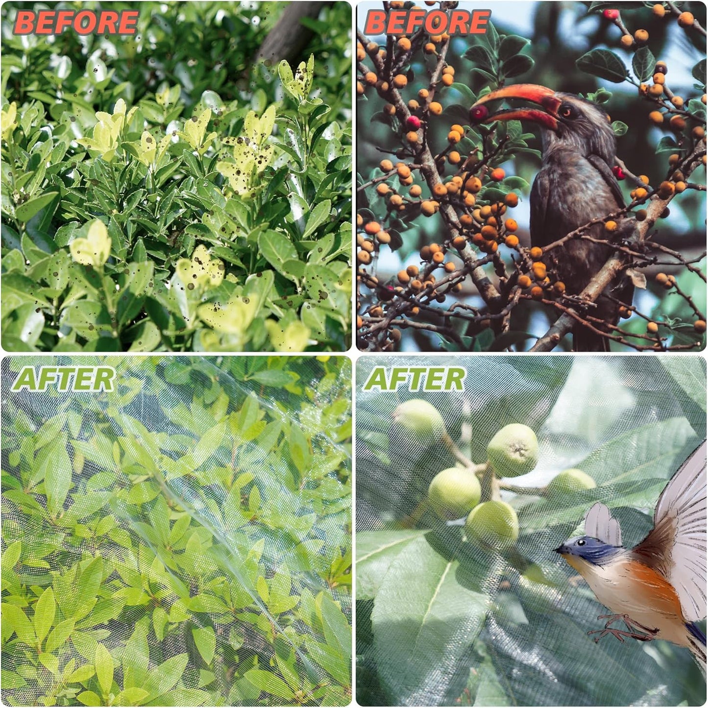 Garden Netting,8x33Ft Mosquito Insect Birds Animals Barrier Protection Net Ultra Fine Garden Mesh Netting Plant Covers for Vegetable Plants Fruits Flowers Trees Greenhouse Row Cover