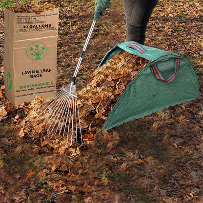30 Gallon Heavy Duty Brown Paper Lawn Leaf Bags with Leaf Collector Leaf Loader 2-Ply Heavy Duty Large Kraft Paper Bags (10 Count) | Tear Resistant Yard Waste Bag for Home and Garden