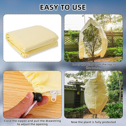 Rohuis 95x79 inch Huge Frost Cloths for Outdoor Plants Tree Covers Freeze Protection,2.82oz/yd² Thickened Winter Plant Covers with Zipper Drawstring,Frost Blanket for Wind,Sun and Bird