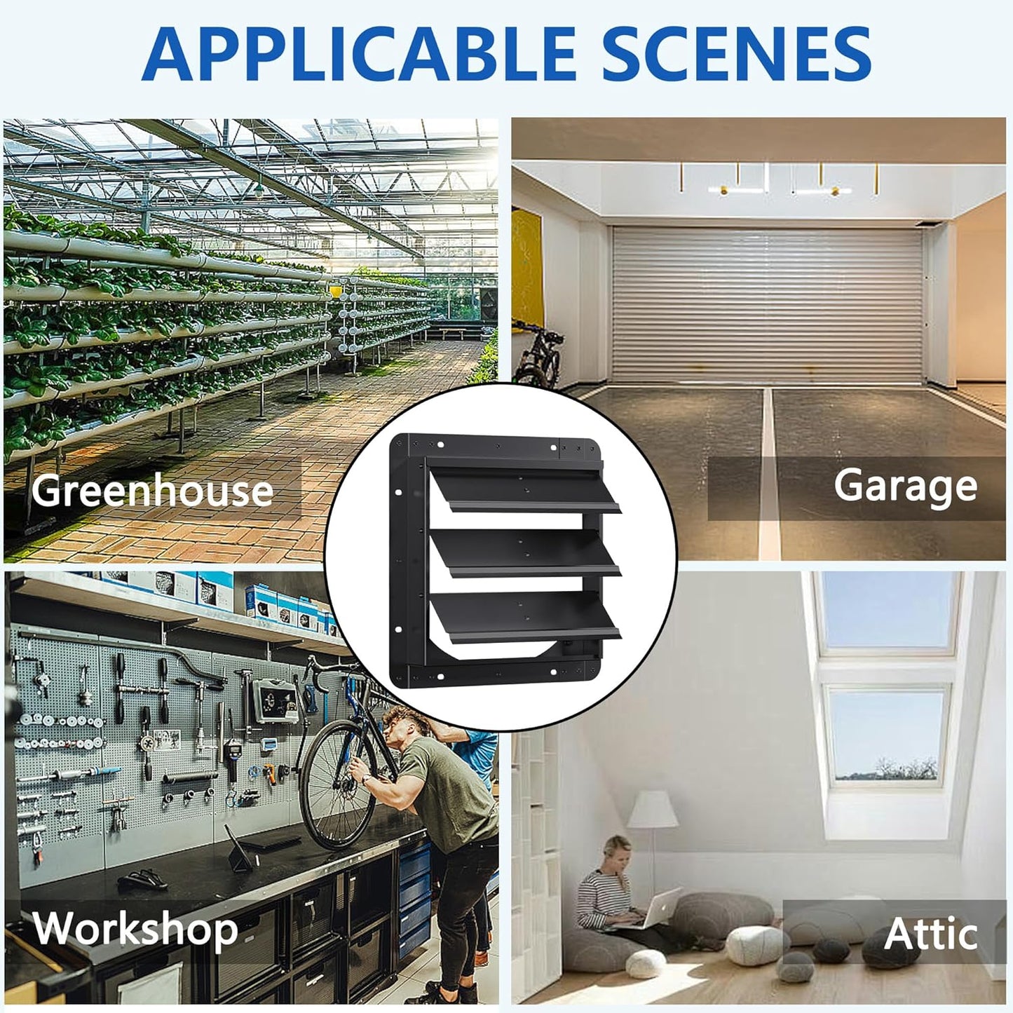 12 Inch Aluminum Automatic Shutter Louver Vent (No Fan Blades and Motor) for Home Attics, Workshops, Barn, Greenhouse