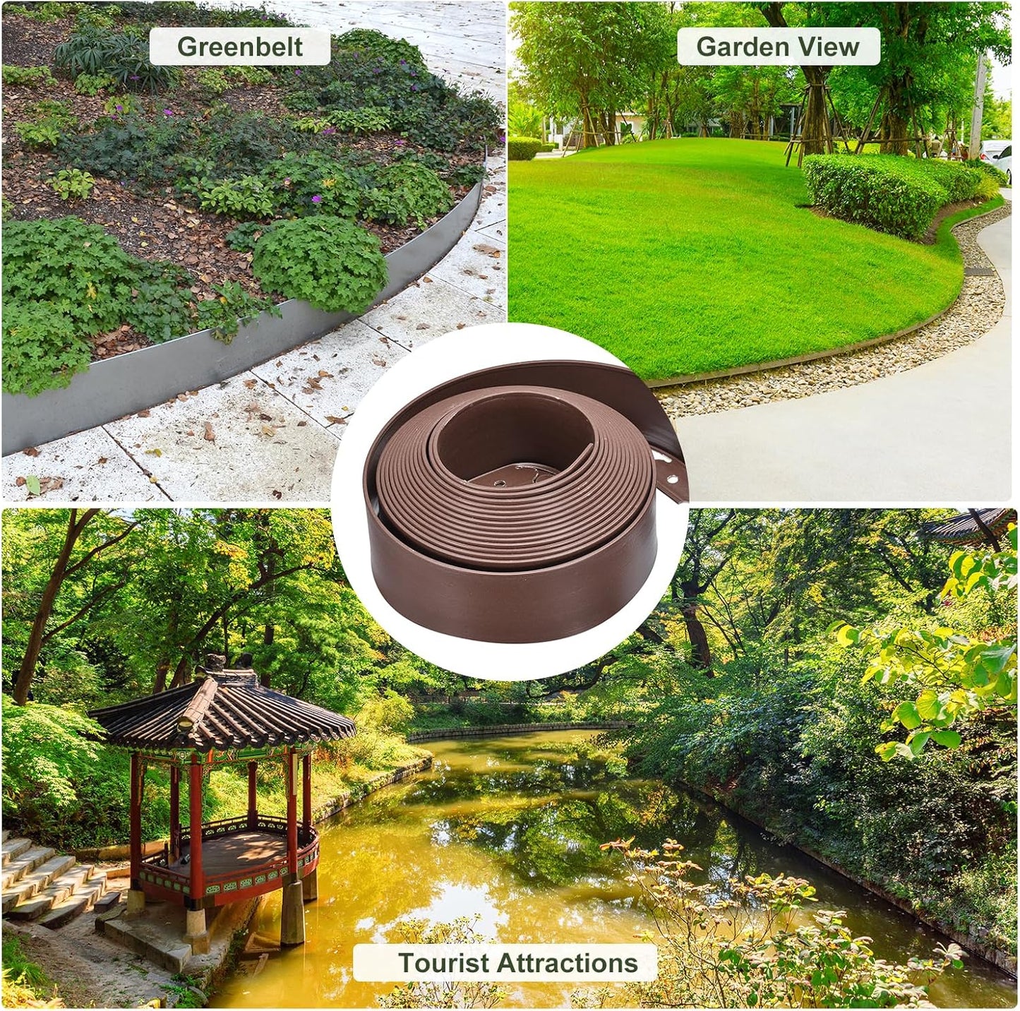 uxcell Landscape Edging, 1Pcs 33FT x 4" - No Dig Garden Edging Kit with 30 Stakes, Landscape Edging Border for Garden Lawn Flower Bed Yard Grass (Coffee)