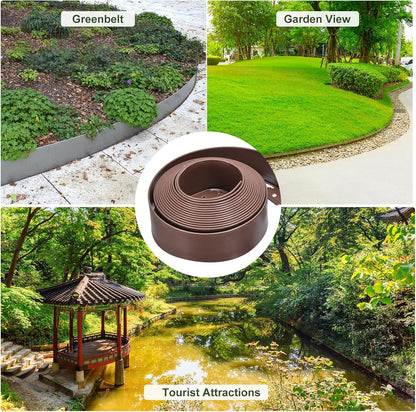 uxcell Landscape Edging, 1Pcs 33FT x 4" - No Dig Garden Edging Kit with 30 Stakes, Landscape Edging Border for Garden Lawn Flower Bed Yard Grass (Coffee)