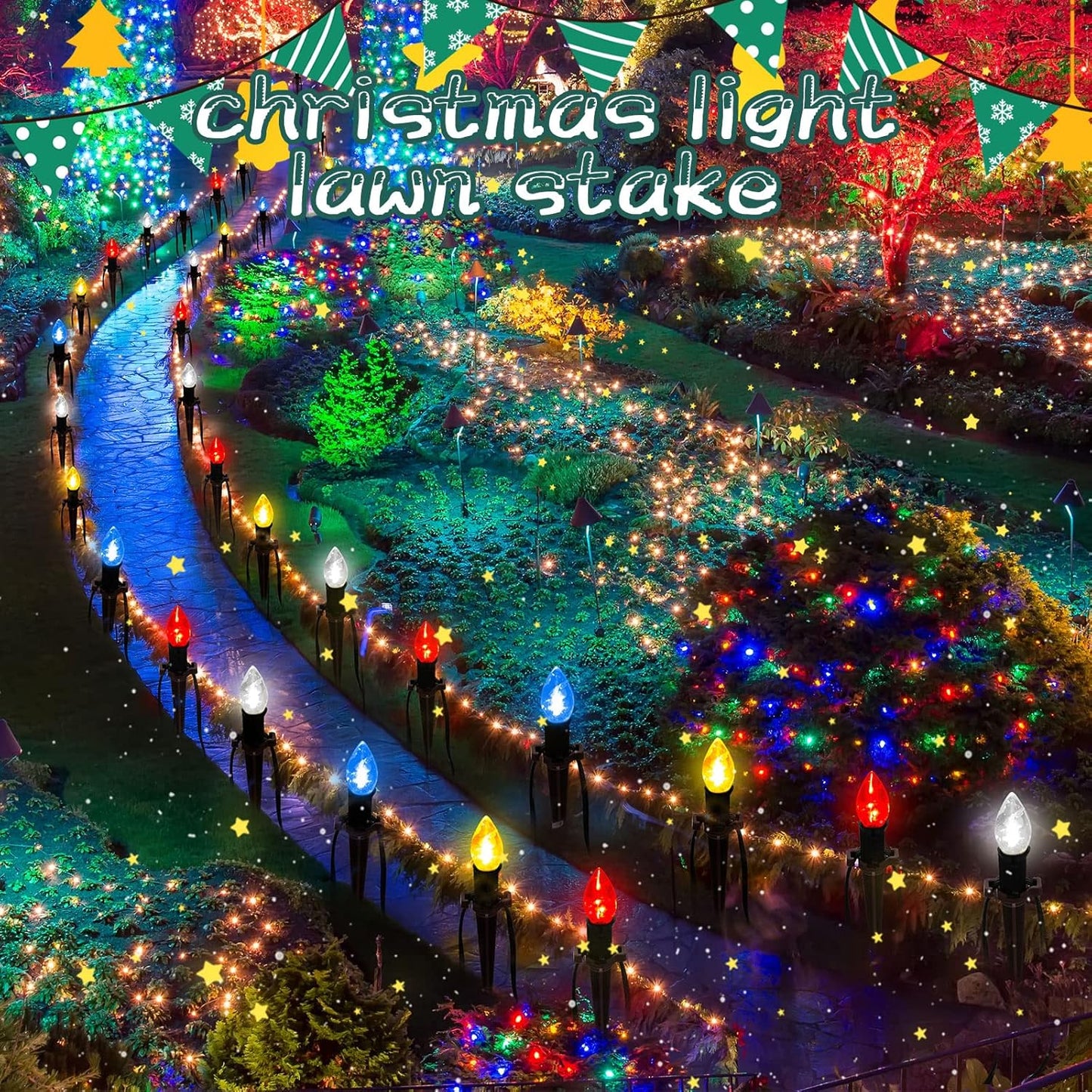 Jetec 200 Pieces Christmas Light Stakes Universal Yard Lawn Holiday 7.5 Inches Light Ground Stakes for C7 C9 String Lights Christmas Outdoor Lights Holders on Yards, Driveways (Brown)