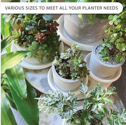 Plant Saucer 6 Pack Drip Trays Planter Pot Base Heavy Duty Plastic Drainage Tray for Indoor Houseplants Outdoor Garden 5 inch 8 inch 11 inch 3 Sizes 2 Each Round (White)