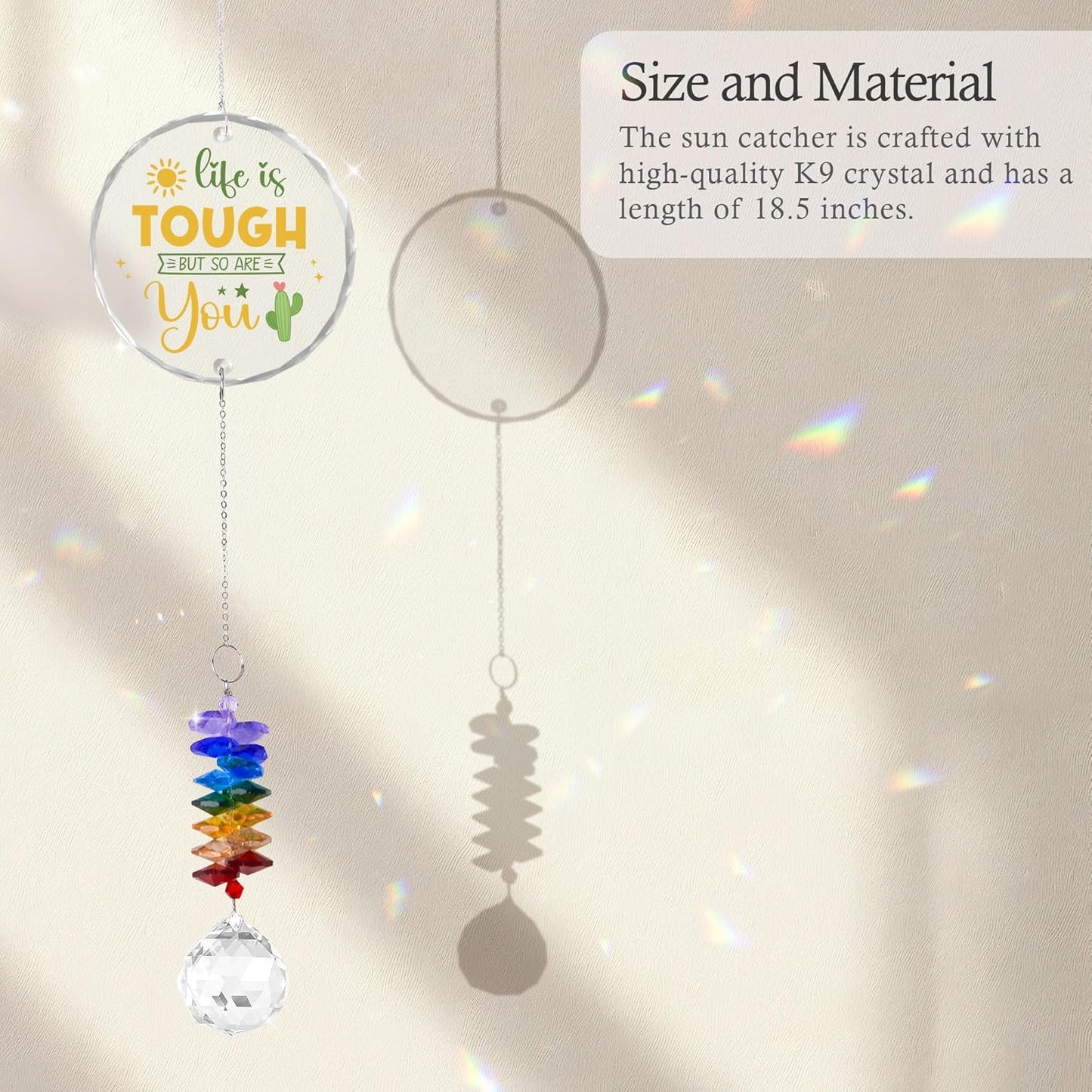 Glass Ornament Suncatcher - Life is Tough but So are You - Unique Presents - Get Well Gift - Motivation Gifts - Inspirational Gifts for Her, Him - Encouragement Gift - Home Garden Decor