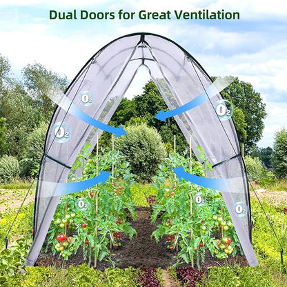 Ohuhu Portable Tunnel Greenhouse Outdoor: Heavy Duty Walk in Green House with Mesh Windows Durable Plastic PE Cover for Outside, 5.9x5.9x6.6 FT, White