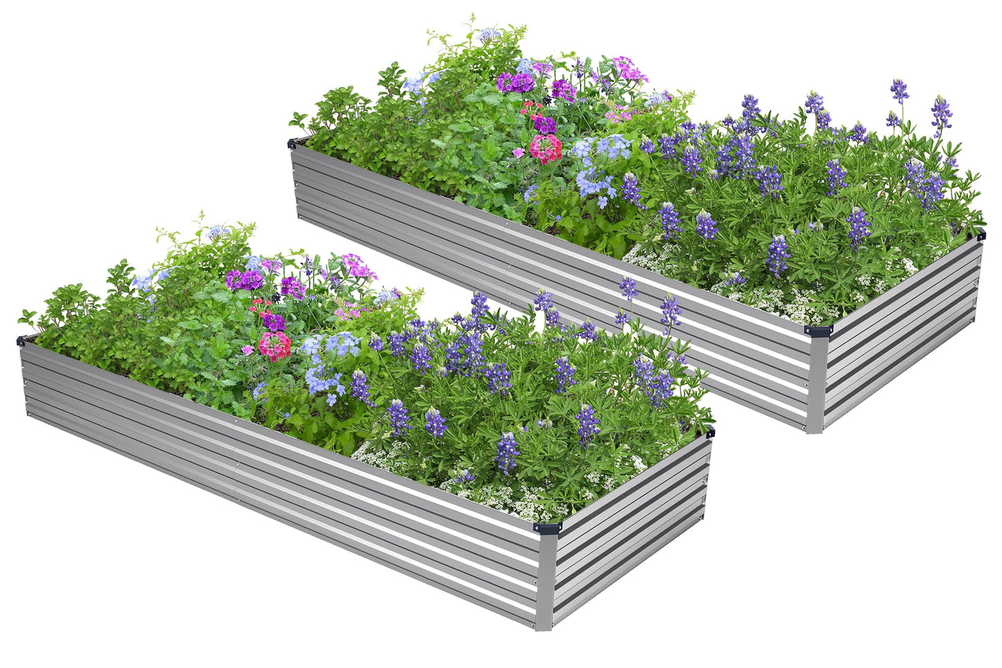 Easllre 2PCS 7x3x1ft Galvanized Raised Garden Bed,Outdoor Planter Box Metal Patio Kit Planting Bed