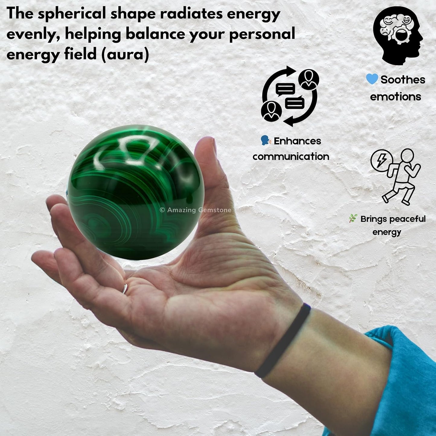 Amazing Gemstone Malachite Crystal Ball with Stand - 2" Inches Crystal Sphere Meditation Balls for Witchcraft and Decorative Balls