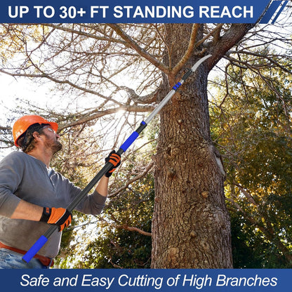 36FT Pole Saw, Telescoping Tree Trimmer with 5-20FT Extension Pole, Manual Branches Pruner for Backyard, Blue