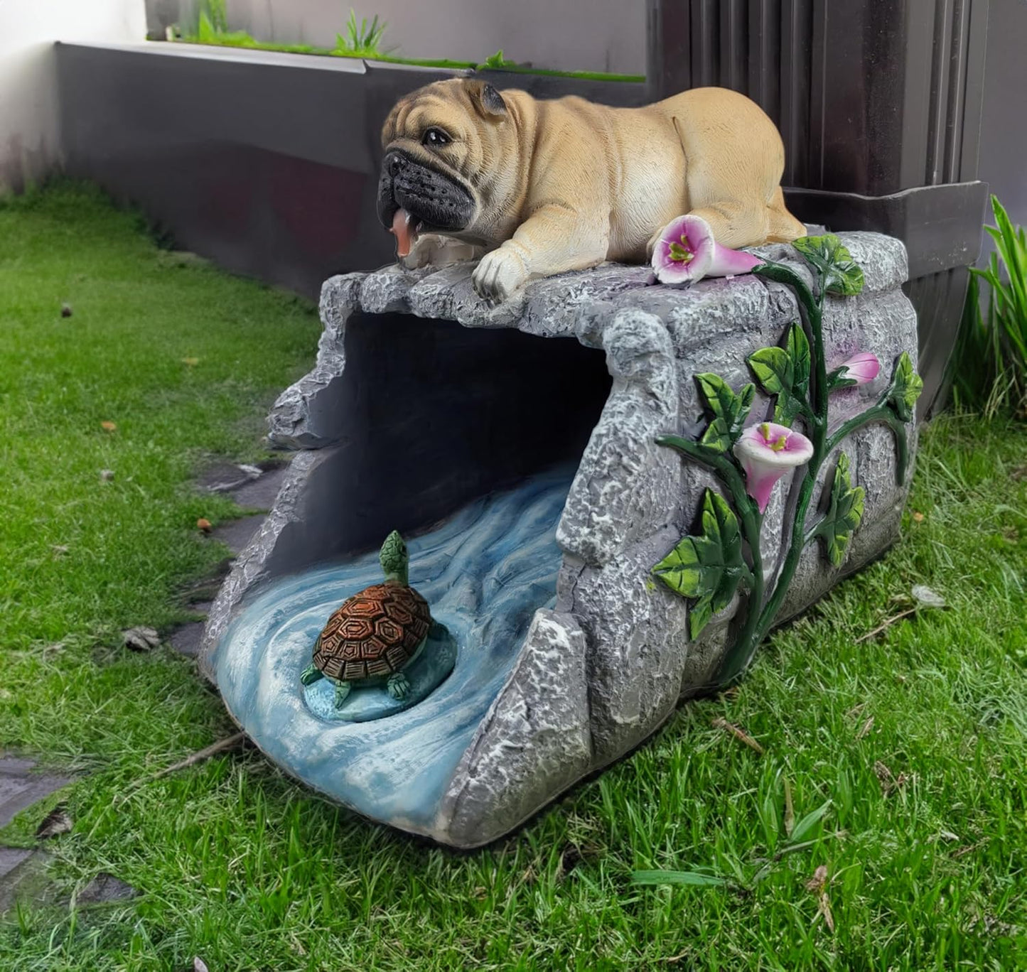 Dog Statues Gutter Extension Garden Decoration, Resin Outdoor Decor, Animal Downspout Diverter, 3"4" Extender Splash Block