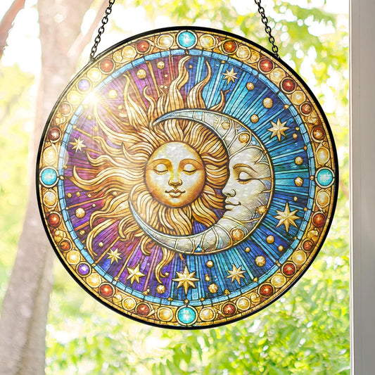 FLAGWIX Christmas Spiritual Gifts for Women Men - Stained Glass Window Hanging 10 in for Sun and