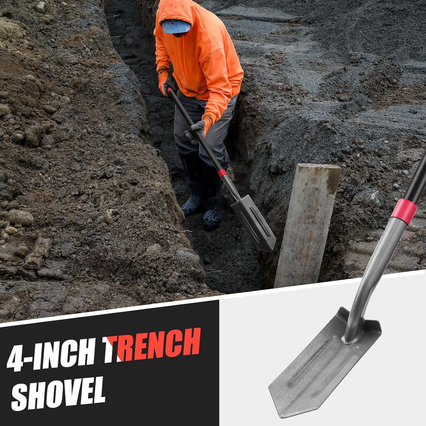 4-Inch Trench Shovel Trenching Spade Irrigation Shovel Narrow Spade Trench Digger Tool,57 inches