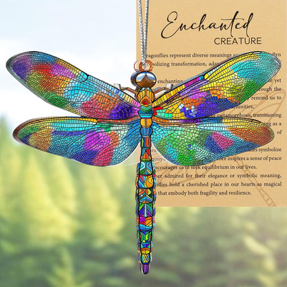 Dragonfly Gifts for Women, Dragonflies Decor Suncatcher Effect, Dragon Fly Stained Glass Effect, Dragonfly Ornaments for Christmas Tree Decoration, Birthday Gift for Mom (Summer Parade)