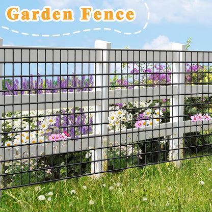 Black Metal Garden Fence, 60inch(H) x 100ft(L), 2 inch x 4 inch,12.5GA 2/3/4/5/6 Ft Tall Chicken Wire PVC Coated Welded Wire Mesh Roll for Dogs Border Yard Vegetable Plant Protection Poultry Netting