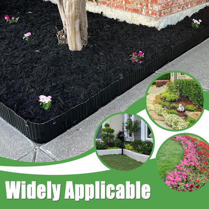 Metal Corrugated Garden Edging, 4" x 50Ft Landscape Edging for DIY Flower Beds, Flexible Bender Border for Lawn, Garden and Yard, Sturdy Galvanized Garden Edging, Black