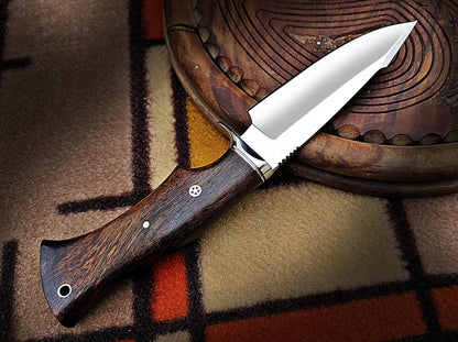 Warivo 10″ Handmade D2 Steel Hunting Knife with Leather Sheath - Ideal EDC Knife for Skinning, Camping, Bushcrafting and Outdoor Activities