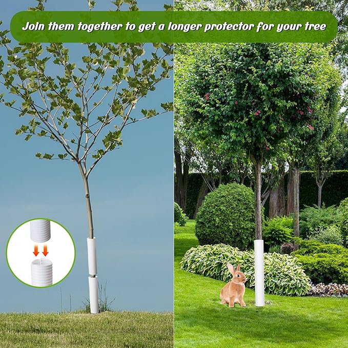 Menkxi 20 Pcs Corrugated Tree Guards Saplings Tree Trunk Protectors from Deer Tree Tubes Guard Tube Wraps to Protect Bark, Sapling from Rodents, Mowers, Animals(White,15.7 x 2, 15.7 x 1.5)