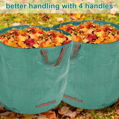 2 PCS 106 Gallon Reusable Lawn and Leaf Bags with 4 Handles, Lawn Pool Garden Heavy Duty Yard Waste Bags for Leaves, Trash, Yard Waste (Green)