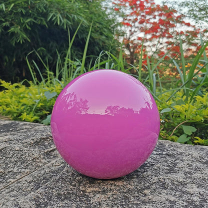 Pink Gazing Globe Mirror Ball in Stainless Steel, Shiny Hollow Sphere Sparkling Housewarming Outdoor Party Ornament(Pink, 8 inches)