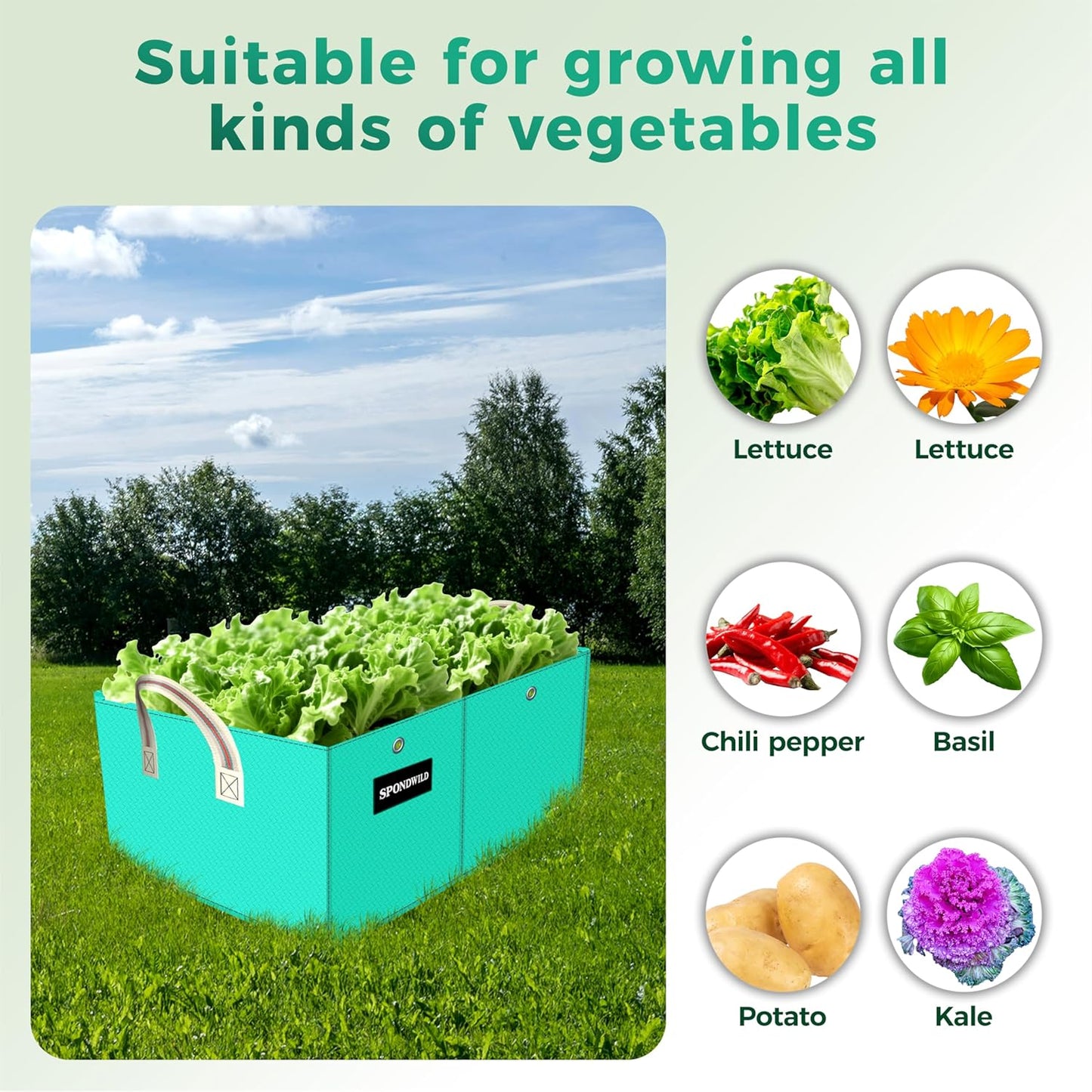 2 Pcs 8 Gallon Rectangle Grow Bags for Growing Potatoes, PE Pots Potato Pots Growing Containers Potato Planter Potato Planter for Growing Potatoes, Green