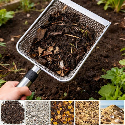 6-Pack Garden Tool Set, Soil Sifter Shovel (3.8 & 5mm Mesh) - Stainless Steel Gardening Kit & Essential Accessories, Garden Hand Tools & Planting Tools, Ideal Gardening Gifts for Women, Men, Mom & Dad