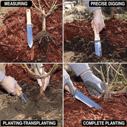 Grampa's Garden Knife - Versatile 7" Hori Hori Garden Knife With Straight & Serrated Steel Blade. Heavy-Duty Garden Hand Tool For Weeding, Digging or Planting. Includes Protective Sheath.