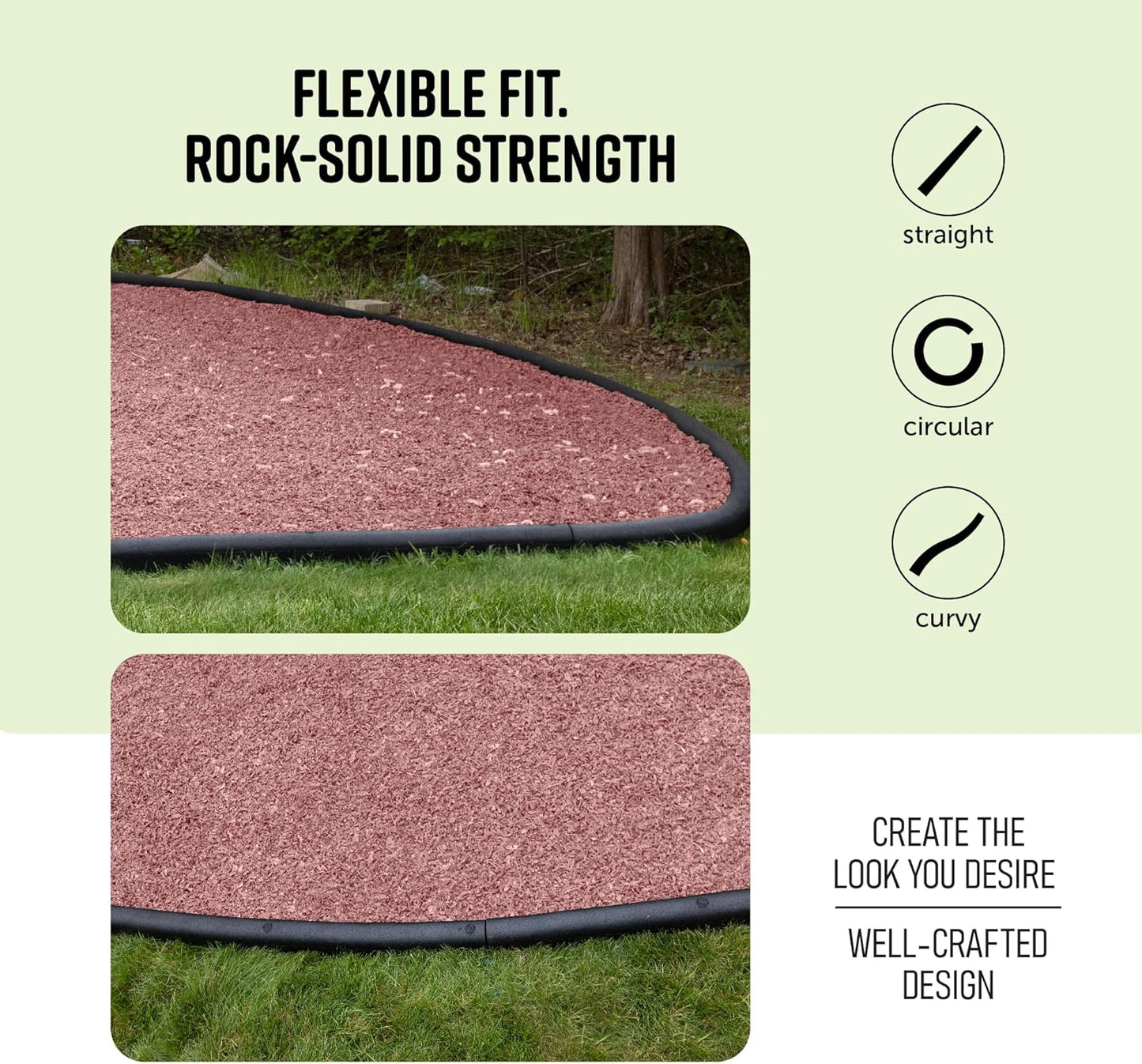 Playsafer 4' Flexible Interlocking Rubber Edging for Playgrounds (Black, 6 Pack)