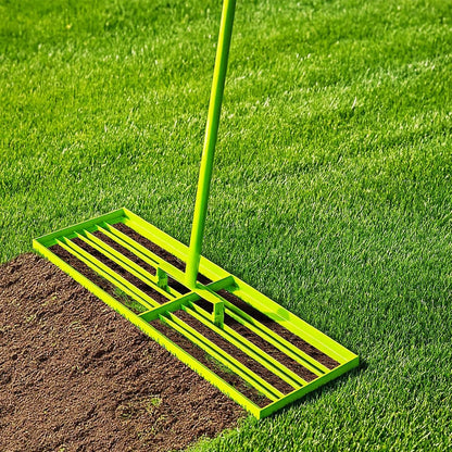 Lawn Leveling Rake 30"x10" - Stainless Steel with Adjustable 30"-74" Handle, Anti-Flipping Lawn Tool for Garden, Farm, Backyard, Golf Course
