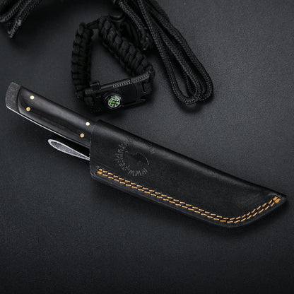 Perkin Handmade Fixed Blade Hunting Knives with Sheath-Full Tang Bushcraft Fixed-Blade Tanto Knives for Outdoor, Camping, Survival Tactical, Fighting, Hiking, Skinning, Hunter-Unisex Adults