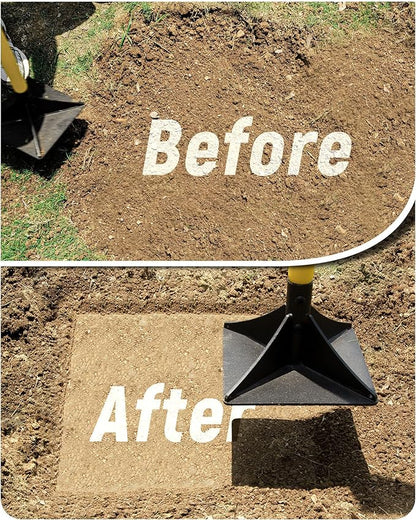 10"x10" Steel Tamper with 48" Handle, Heavy Duty Hand Compactor Tool for Leveling Soil, Gravel, Sand, Asphalt, Ground, Paver, Driveway, Garden, Yard, and Blacktop Repair