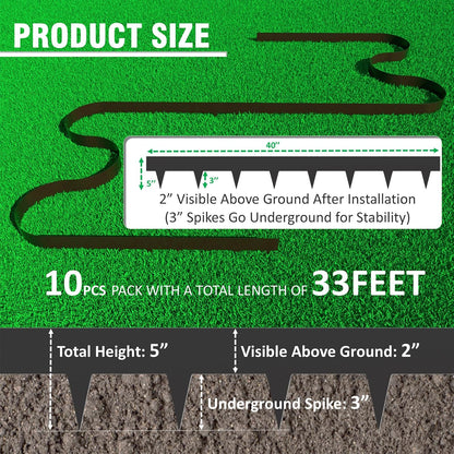 33ft. Galvanized Steel Landscape Edging (10-Pack) – 40" Metal Edging for Landscaping with 11 Stakes, Hammer-in Metal Landscaping Edging for Yard Pathway & Flower Beds – Lawn Edge for Garden Design