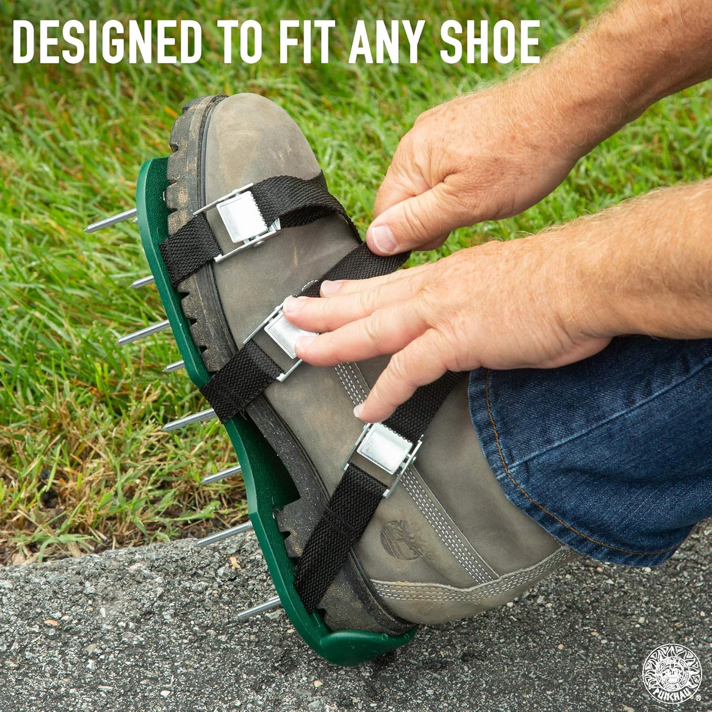 Lawn Aerator Shoes w/Metal Buckles and 3 Straps - Heavy Duty Spiked Sandals for Aerating Your Lawn or Yard