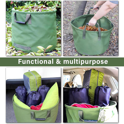 ELK 33-Gallon Non Self-Standing Multipurpose Garden Leaf Waste Bag - Durable Canvas for Yard Cleaning, Harvesting, and Storage - Heavy Duty with Rubber Handles and PVC Elastic Bone - 22" W x 18" H