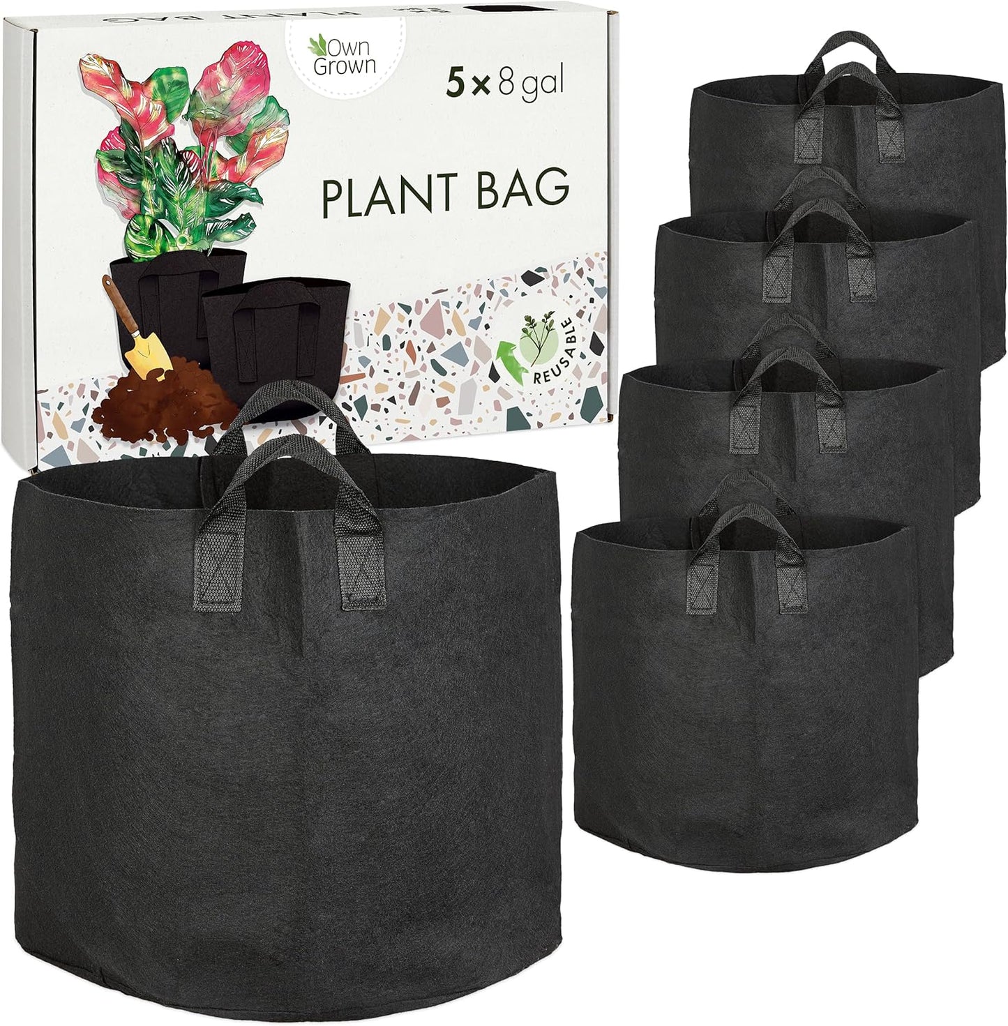 OwnGrown Plant Growing Bags : 5x8 Gallon Plant Grow Bags for Balcony or Garden Plants – Potato Grow Bags – Water-Permeable Garden Planters – Vegetable Planters for Outdoor Plants Outdoor Planter
