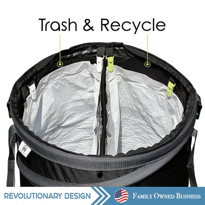 Collapsible Bin Trash & Recycle/Utility, Perfect for Camping, Laundry, Storage and Garden, Waterproof Vinyl and Tear Resistance, Trash and/or Recycle, Two 13 Gallon Bags