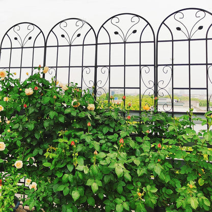 6 Pack Metal Garden Trellis 86.7" Tall Outdoor Climbing Plant Support for Roses, Flowers, Rustproof Durable Black Galvanized Tube, Lawn Garden Fence Decor Screen, 86.7" H
