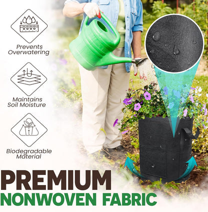[Upgraded] 2 Pcs 20-Gallon Potato Grow Bags with Unique Harvest Window, Visible Window, Garden Planting Bag with Reinforced Handle, Nonwoven Fabric Pots for Tomato, Potato Growing Container - Black