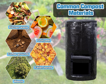MyLifeUNIT Compost Bins Outdoor, Composting Bin for Outside Garden, Reusable Garden Yard Waste Bag, 34 Gallon (1 Pack, Black)