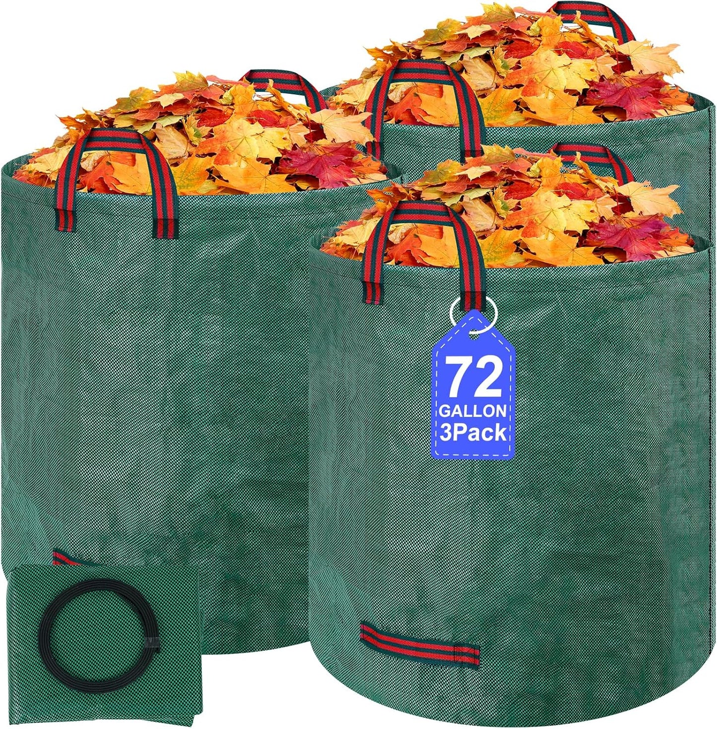 Reusable Yard Waste Bags, 72 Gallons Leaf Bags with Reinforced Handles,Heavy Duty Garden Waste Bag,Collapsible Trash Bag for Lawn Debris Leaves Grass Clippings(3 Packs)