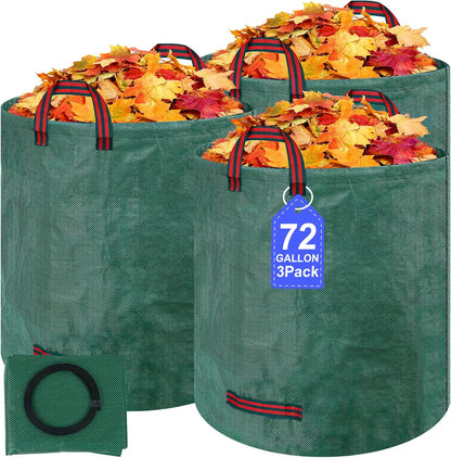 Reusable Yard Waste Bags, 72 Gallons Leaf Bags with Reinforced Handles,Heavy Duty Garden Waste Bag,Collapsible Trash Bag for Lawn Debris Leaves Grass Clippings(3 Packs)