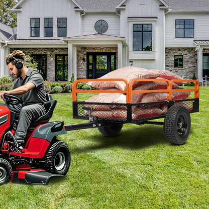 Heavy Duty Steel Dump Cart, 1500 Lbs Utility Garden Trailer, ATV Dump Trailer with Removable Sides, 15 Cubic Feet HD Agricultural Trailers for Tractor Lawn Mower Garden