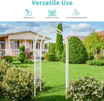 VINGLI Vinyl Garden Arbor, PVC Wedding Arch for Ceremony Party, Garden Trellis for Climbing Plants Outdoor, Arch Backdrop Stand for Garden, Backyard, Lawn