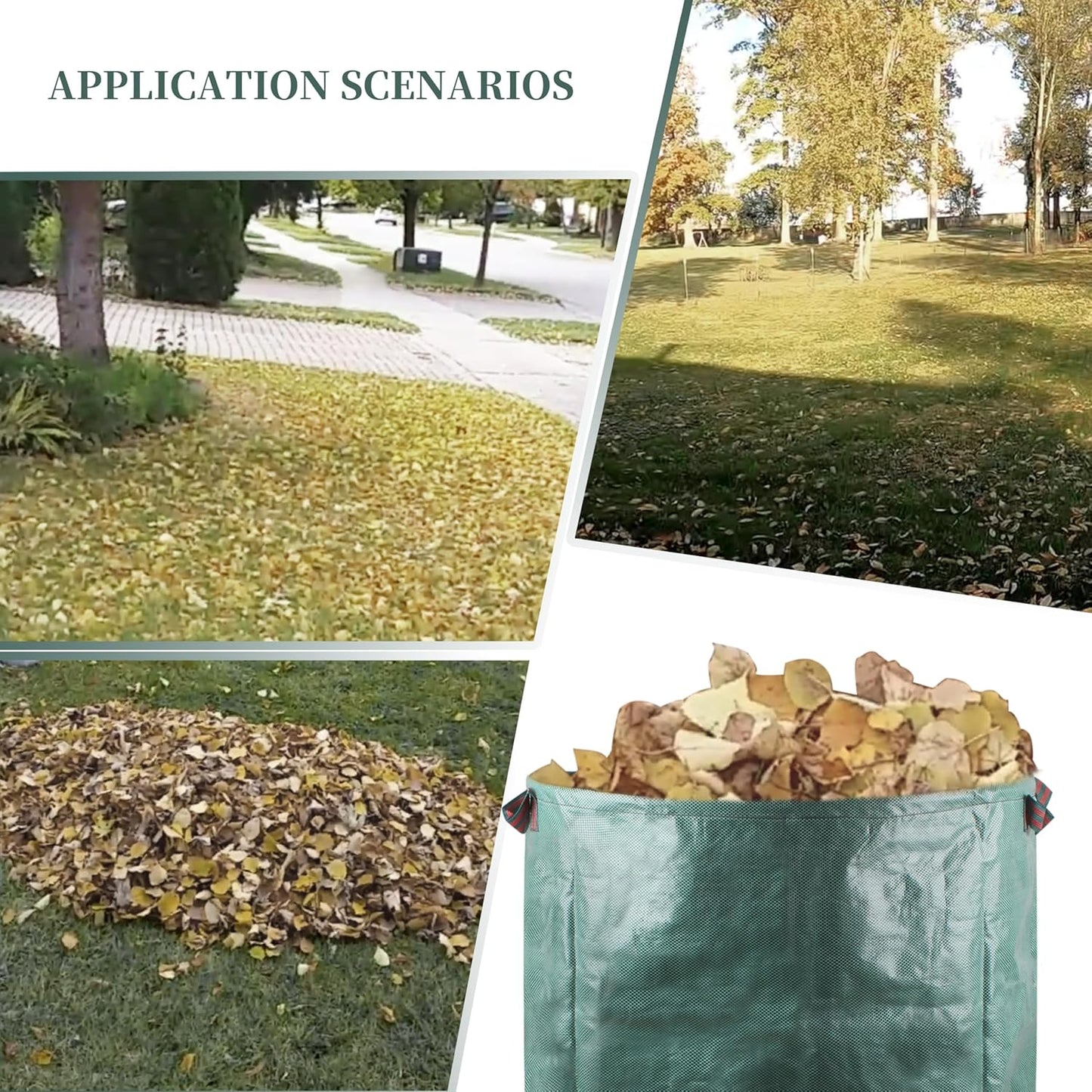 3-Pack 72 Gallons Heavy Duty Reusable Garden Bags with 2 Reinforced Handles & Gloves, Tear-Resistant Leaf Collection Bags for Yard Waste, Lawn Debris, Camping